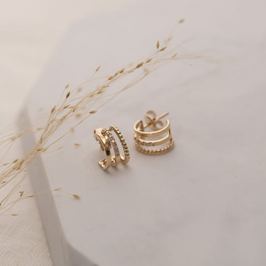 The Tressa Earrings | VS1 D-E Lab Diamonds. 100% Recycled 9k Gold Huggies