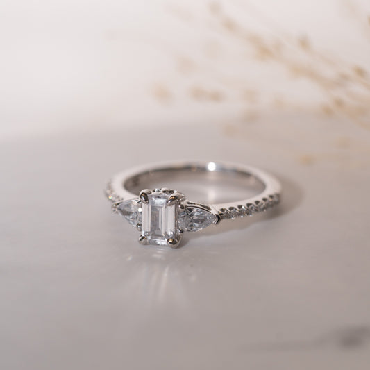 The Ysabel Ring | Lab Diamond Emerald & Pear Cut Engagement Trilogy