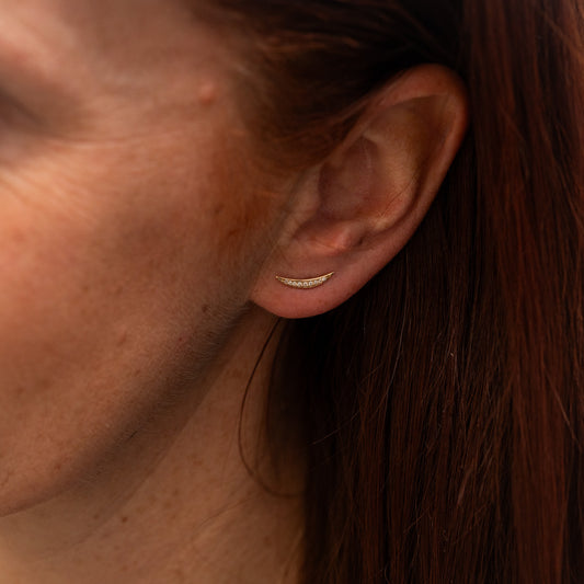 The Selene Earrings | Crescent Moon Pave Lab Diamond Studs