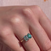 The Mira Ring | 2.02ct Chatham® Oval Paraíba Spinel & Seafoam Moissanite Toi et Moi