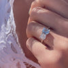 The Marilyn Ring | Aqua Spinel and Cushion Cut Lab Diamond Toi Et Moi