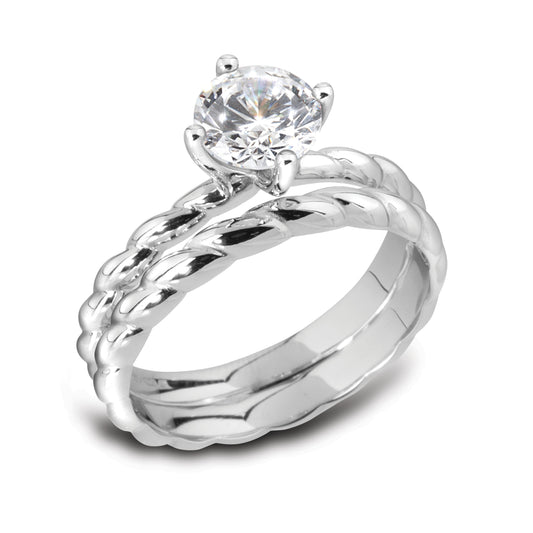 The Ophelia Wedding Ring | Matching Bridal Rope Twist Band