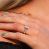 The Yasmin Ring | 2.39ct Emerald Radiant Fancy Pink Moissanite Shoulder Set 950 Palladium
