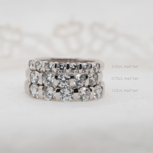 The Vere Ring | Elegant Lab Diamond Half Bar Set Wedding