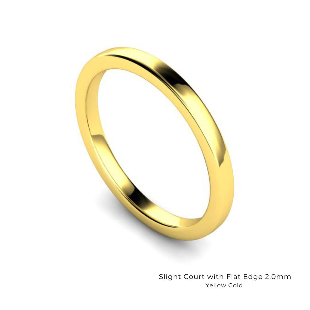 Flush Fit Wedding Band | Slight Court With Flat Edge 2.0mm