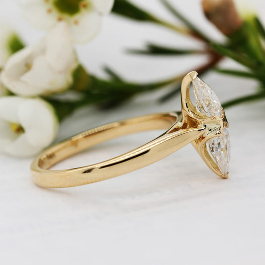 The Diella Ring | Moissanite Pear Toi et Moi Engagement