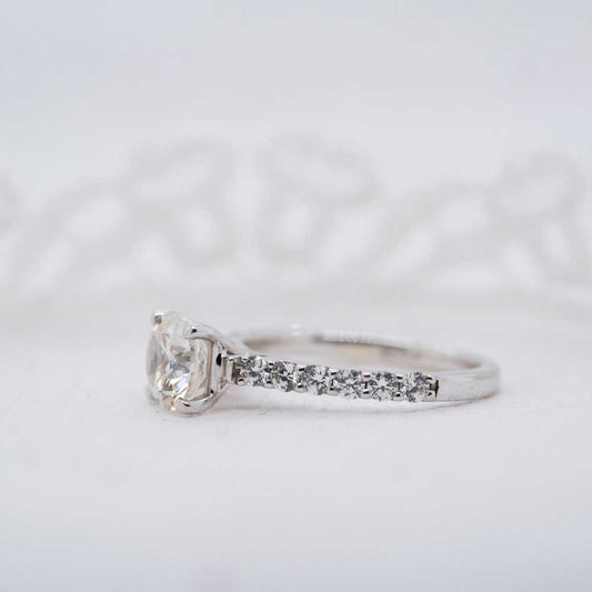 The Estella Ring | 1.45ct D-E VVS1 18k White Gold Shoulder Set Engagement