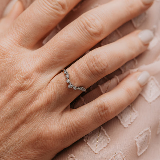 The Stephanie Ring | Lab Diamond Vintage Grain Set Contour Wedding Bridal