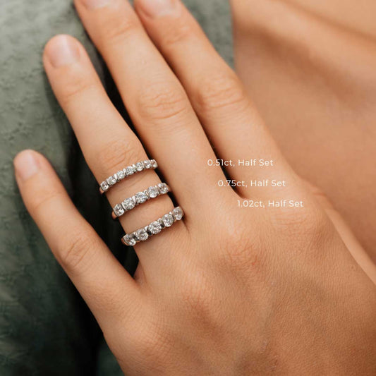 The Vere Ring | Elegant Lab Diamond Half Bar Set Wedding