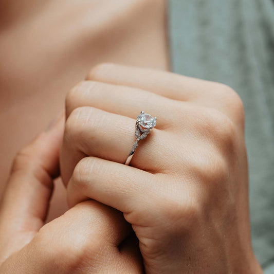 The Thandie Ring | Round Lab Diamond Accented Nature Inspired Engagement